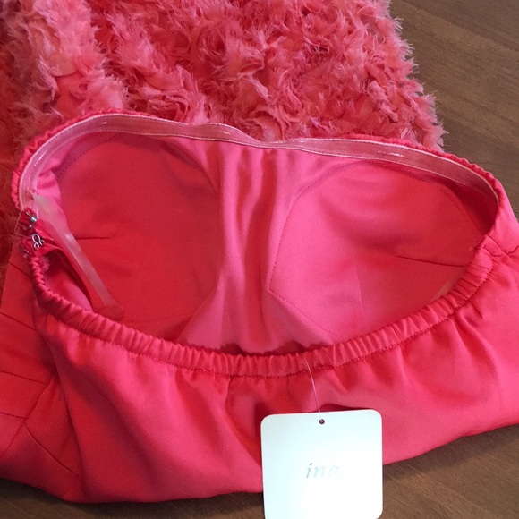 NWT bright coral strapless mini dress with rosettes - club party cosplay - Picture 16 of 17